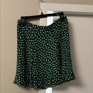 Reformation Forest Green Floral Skater Skirt